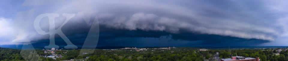Panoramic shot of a shelf cloud